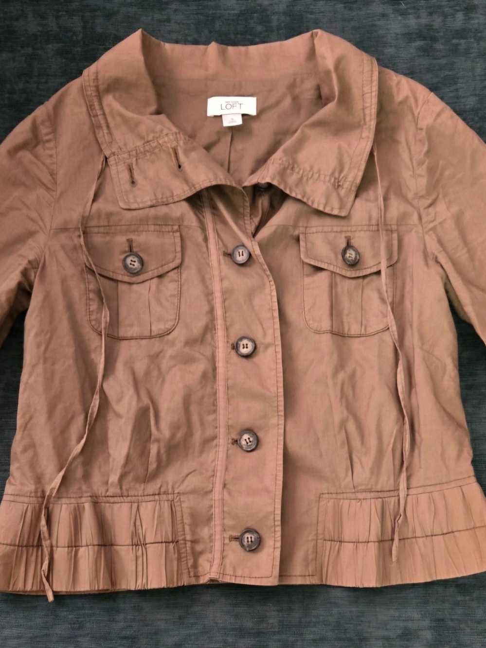 LOFT Drawstring Utility Jacket with Pleated Hem Detail
